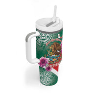 Personalized Mexico Independence Day Tumbler With Handle 16 De Septiembre Mexican Aztec - Wonder Print Shop