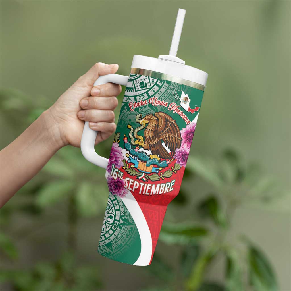 Personalized Mexico Independence Day Tumbler With Handle 16 De Septiembre Mexican Aztec - Wonder Print Shop