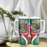 Personalized Mexico Independence Day Tumbler With Handle 16 De Septiembre Mexican Aztec - Wonder Print Shop