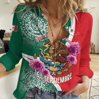 Personalized Mexico Independence Day Women Casual Shirt 16 De Septiembre Mexican Aztec - Wonder Print Shop