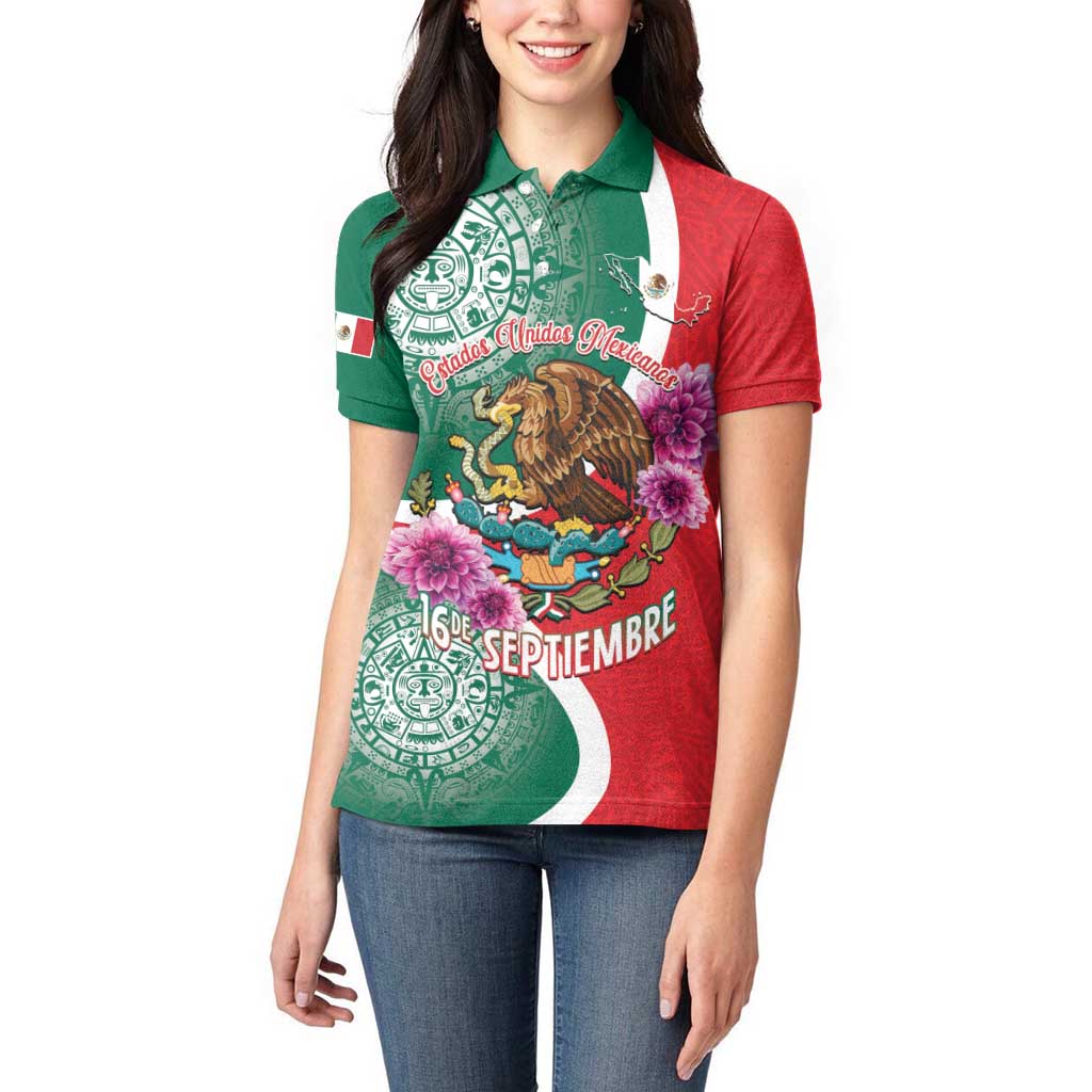 Personalized Mexico Independence Day Women Polo Shirt 16 De Septiembre Mexican Aztec - Wonder Print Shop