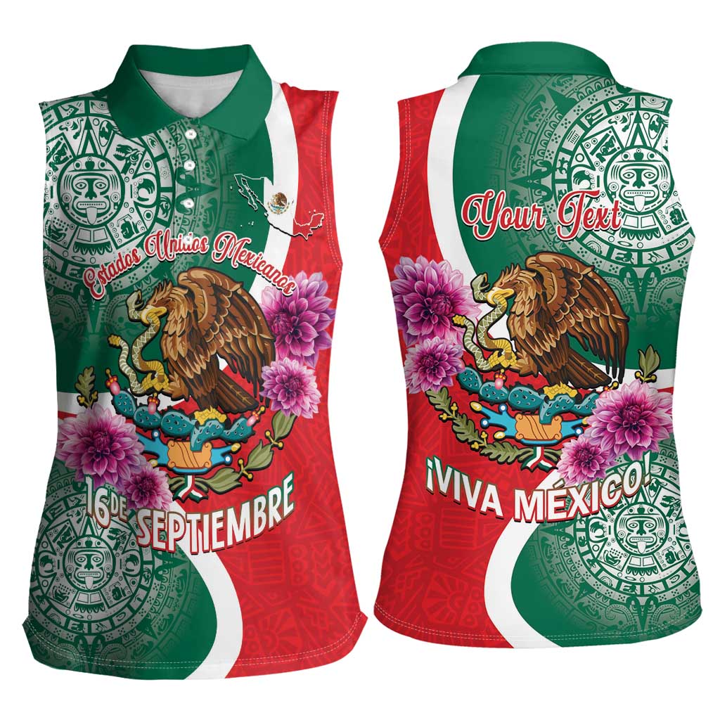 Personalized Mexico Independence Day Women Sleeveless Polo Shirt 16 De Septiembre Mexican Aztec - Wonder Print Shop