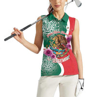 Personalized Mexico Independence Day Women Sleeveless Polo Shirt 16 De Septiembre Mexican Aztec - Wonder Print Shop