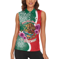 Personalized Mexico Independence Day Women Sleeveless Polo Shirt 16 De Septiembre Mexican Aztec - Wonder Print Shop