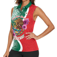 Personalized Mexico Independence Day Women Sleeveless Polo Shirt 16 De Septiembre Mexican Aztec - Wonder Print Shop