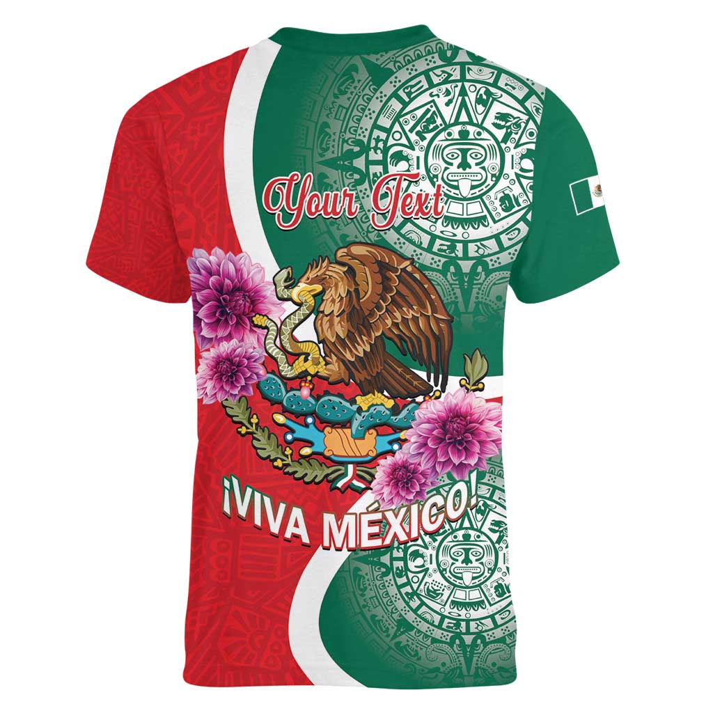 Personalized Mexico Independence Day Women V-Neck T-Shirt 16 De Septiembre Mexican Aztec - Wonder Print Shop