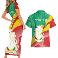 Personalised Guinea Independence Day Couples Matching Short Sleeve Bodycon Dress and Hawaiian Shirt Happy 2 October Guinee Coat Of Arms - Wonder Print Shop