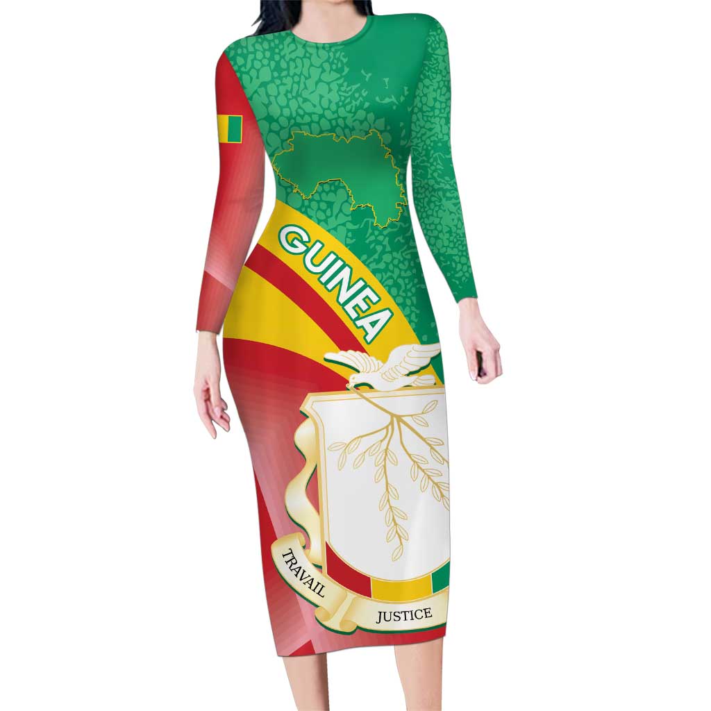 Personalised Guinea Independence Day Family Matching Long Sleeve Bodycon Dress and Hawaiian Shirt Happy 2 October Guinee Coat Of Arms - Wonder Print Shop