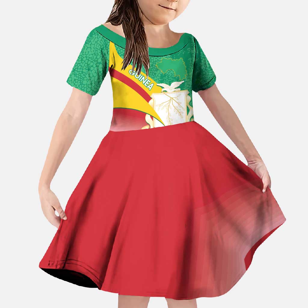 Personalised Guinea Independence Day Family Matching Off Shoulder Maxi Dress and Hawaiian Shirt Happy 2 October Guinee Coat Of Arms - Wonder Print Shop