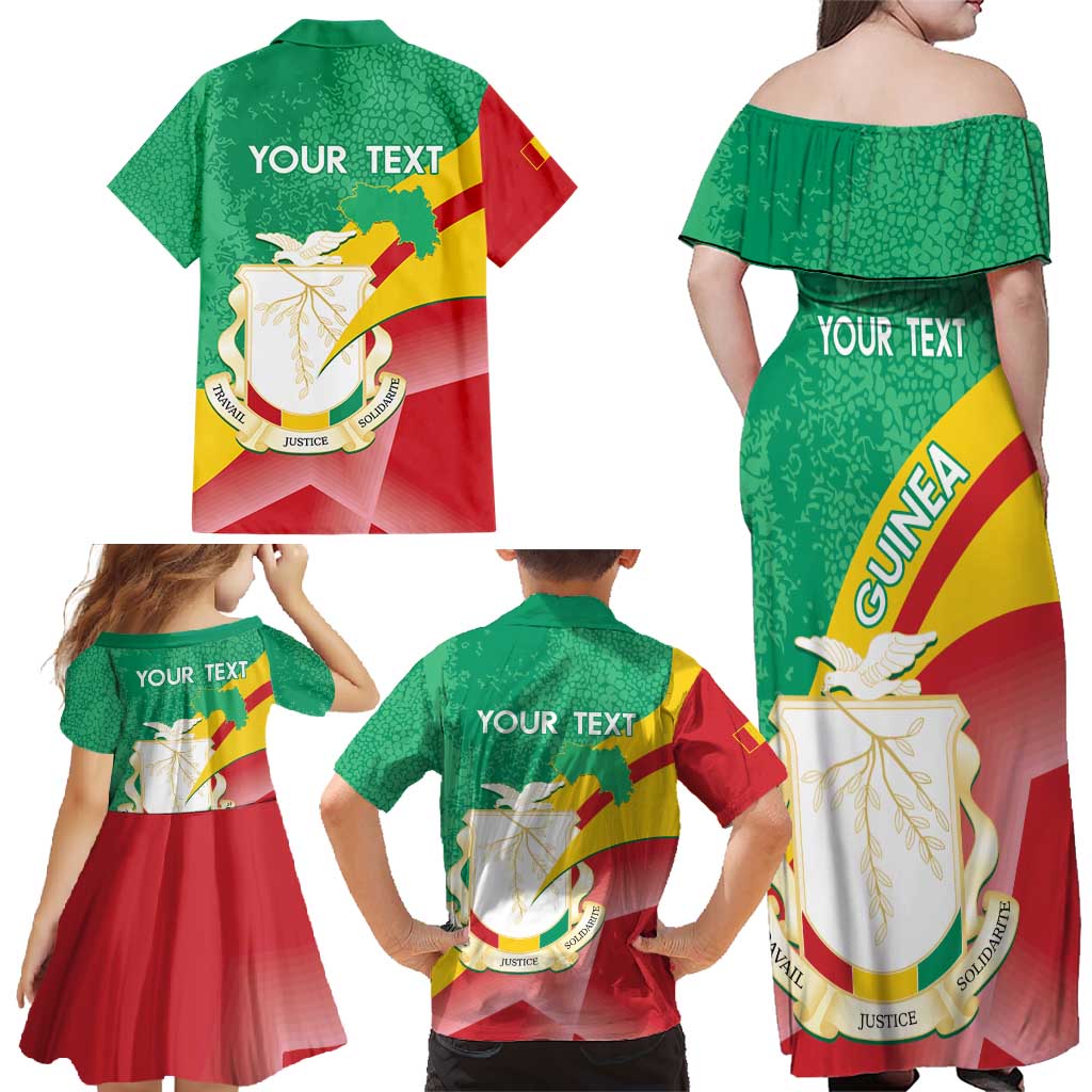 Personalised Guinea Independence Day Family Matching Off Shoulder Maxi Dress and Hawaiian Shirt Happy 2 October Guinee Coat Of Arms - Wonder Print Shop