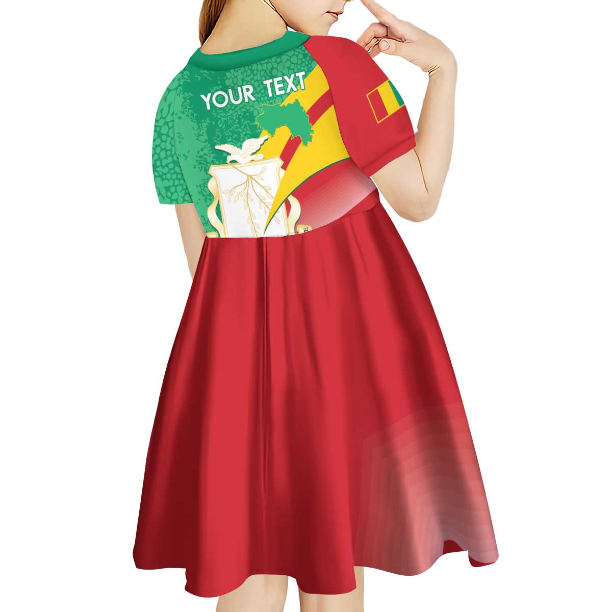 Personalised Guinea Independence Day Kid Short Sleeve Dress Happy 2 October Guinee Coat Of Arms - Wonder Print Shop