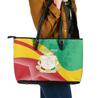 Personalised Guinea Independence Day Leather Tote Bag Happy 2 October Guinee Coat Of Arms - Wonder Print Shop