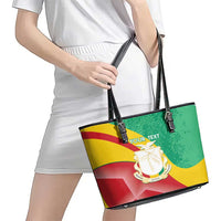 Personalised Guinea Independence Day Leather Tote Bag Happy 2 October Guinee Coat Of Arms - Wonder Print Shop