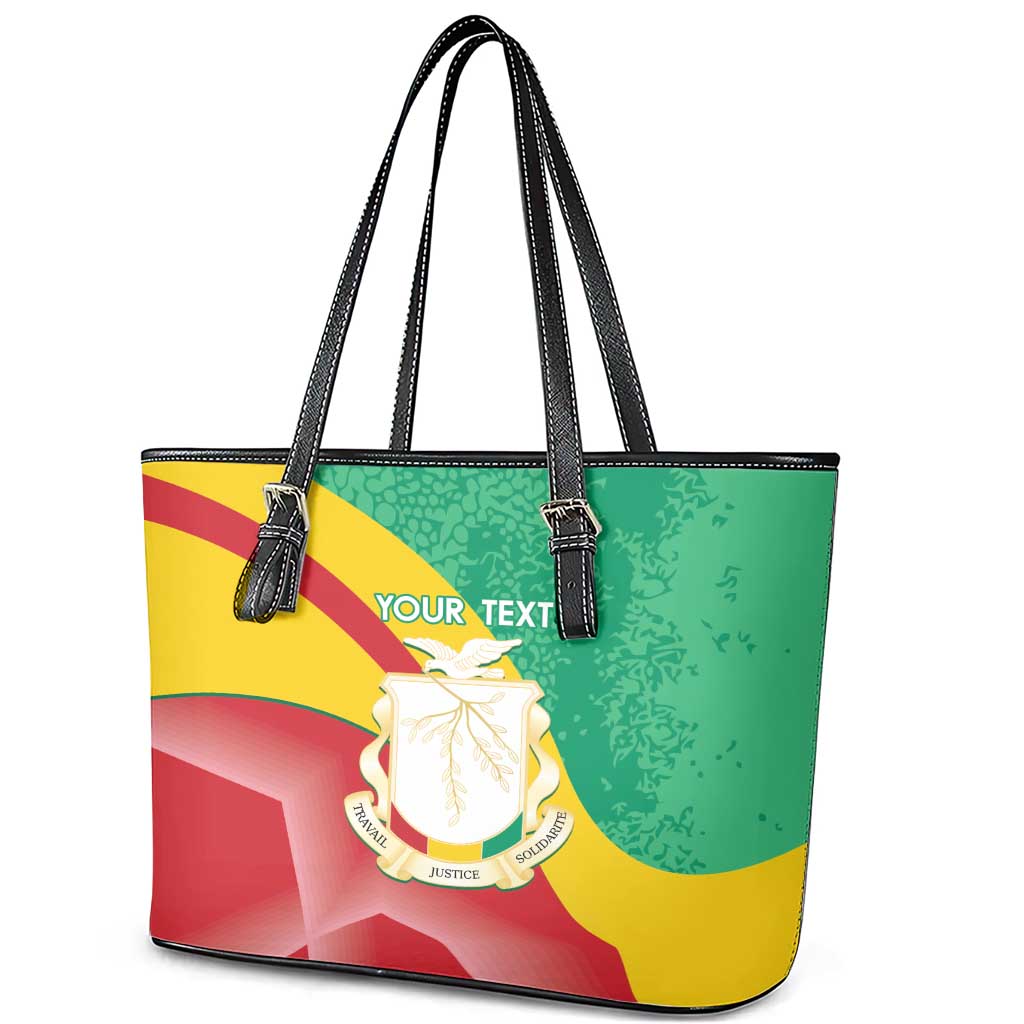 Personalised Guinea Independence Day Leather Tote Bag Happy 2 October Guinee Coat Of Arms - Wonder Print Shop