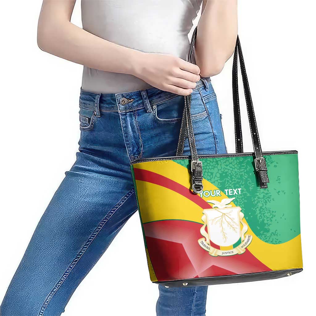 Personalised Guinea Independence Day Leather Tote Bag Happy 2 October Guinee Coat Of Arms - Wonder Print Shop