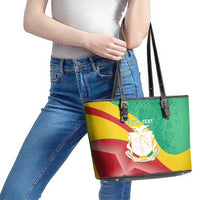 Personalised Guinea Independence Day Leather Tote Bag Happy 2 October Guinee Coat Of Arms - Wonder Print Shop