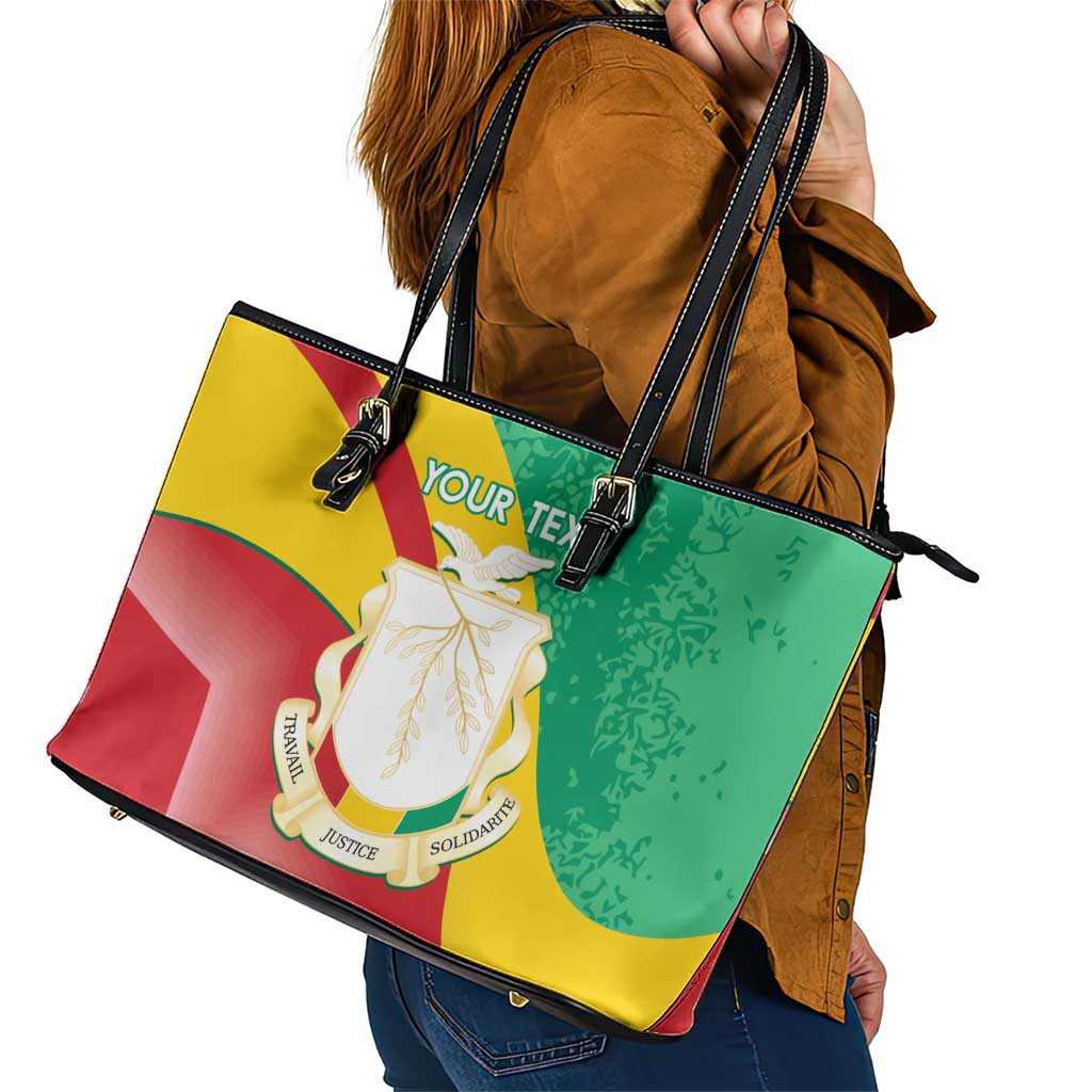 Personalised Guinea Independence Day Leather Tote Bag Happy 2 October Guinee Coat Of Arms - Wonder Print Shop
