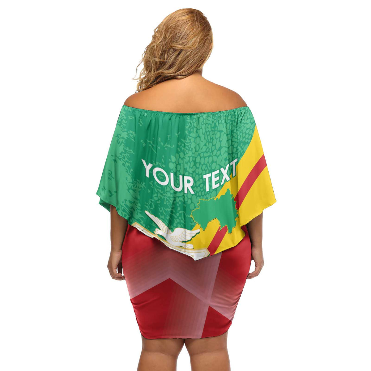 Personalised Guinea Independence Day Off Shoulder Short Dress Happy 2 October Guinee Coat Of Arms - Wonder Print Shop