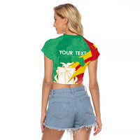 Personalised Guinea Independence Day Raglan Cropped T Shirt Happy 2 October Guinee Coat Of Arms - Wonder Print Shop