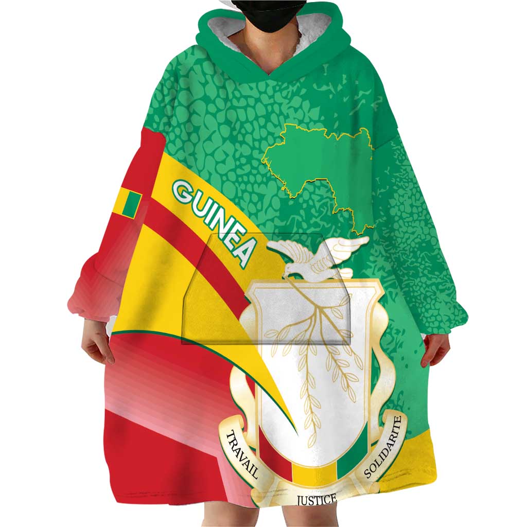 Personalised Guinea Independence Day Wearable Blanket Hoodie Happy 2 October Guinee Coat Of Arms - Wonder Print Shop