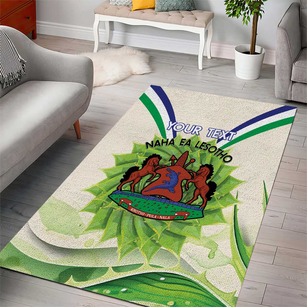 Personalised Lesotho Independence Day Area Rug Aloe Polyphylla Mix Coat Of Arms - Wonder Print Shop