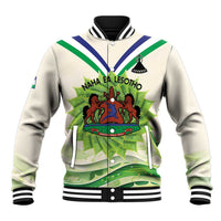 Personalised Lesotho Independence Day Baseball Jacket Aloe Polyphylla Mix Coat Of Arms - Wonder Print Shop