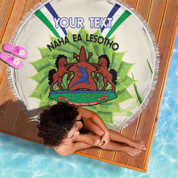Personalised Lesotho Independence Day Beach Blanket Aloe Polyphylla Mix Coat Of Arms - Wonder Print Shop