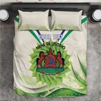 Personalised Lesotho Independence Day Bedding Set Aloe Polyphylla Mix Coat Of Arms - Wonder Print Shop