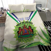 Personalised Lesotho Independence Day Bedding Set Aloe Polyphylla Mix Coat Of Arms - Wonder Print Shop