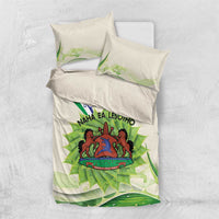 Personalised Lesotho Independence Day Bedding Set Aloe Polyphylla Mix Coat Of Arms - Wonder Print Shop