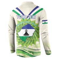 Personalised Lesotho Independence Day Button Sweatshirt Aloe Polyphylla Mix Coat Of Arms - Wonder Print Shop