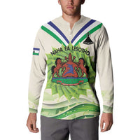 Personalised Lesotho Independence Day Button Sweatshirt Aloe Polyphylla Mix Coat Of Arms - Wonder Print Shop