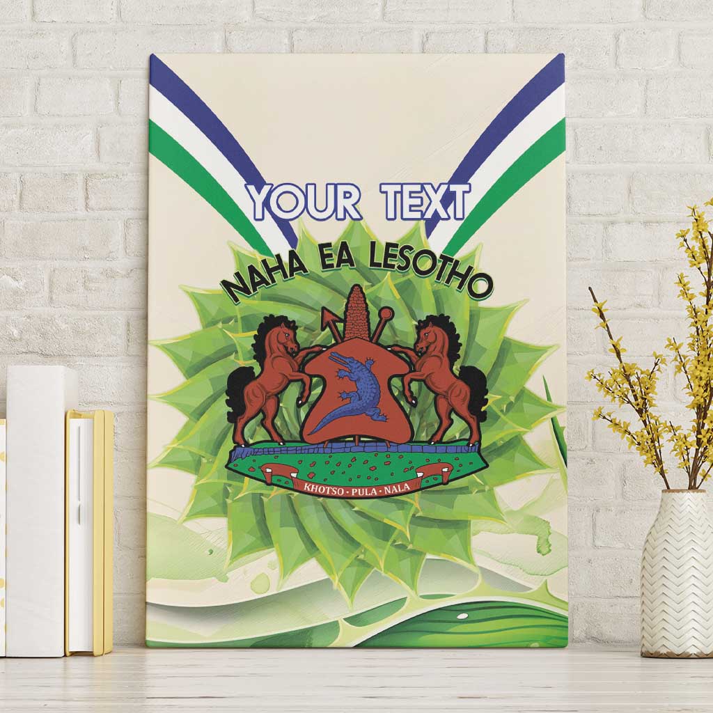 Personalised Lesotho Independence Day Canvas Wall Art Aloe Polyphylla Mix Coat Of Arms - Wonder Print Shop