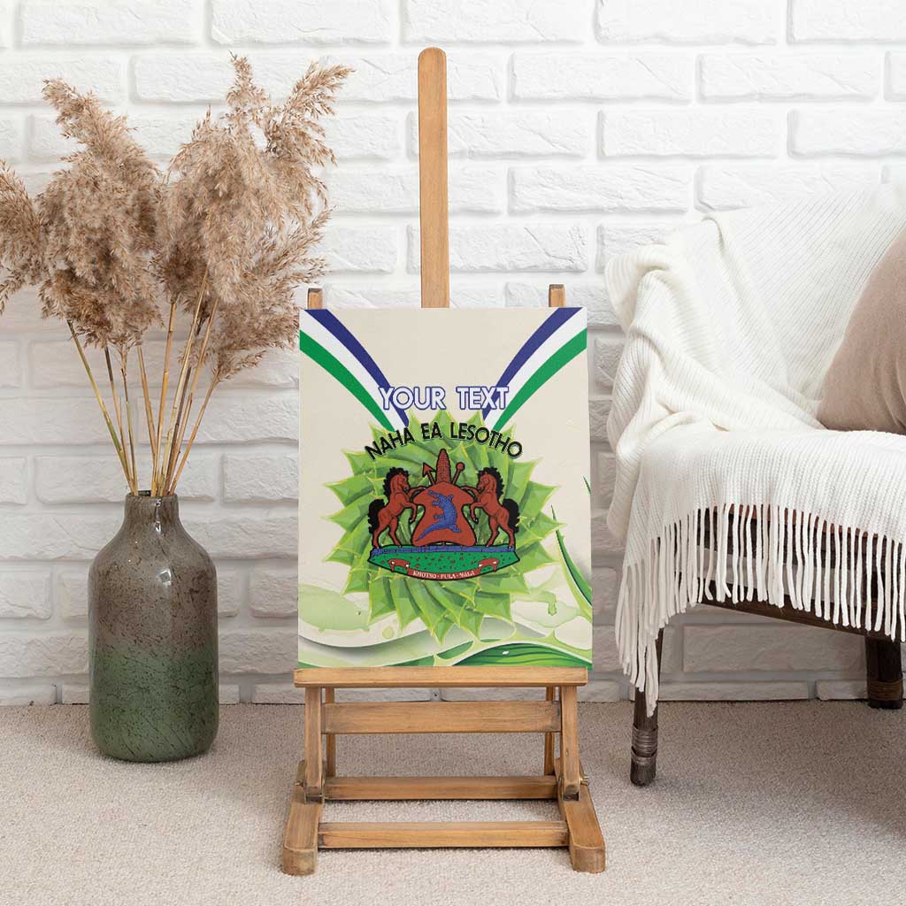 Personalised Lesotho Independence Day Canvas Wall Art Aloe Polyphylla Mix Coat Of Arms - Wonder Print Shop