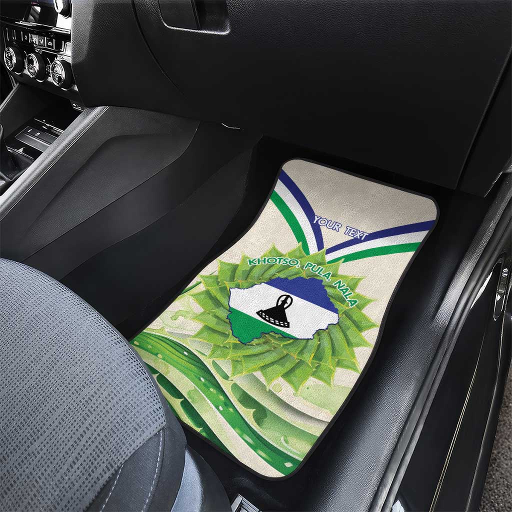 Personalised Lesotho Independence Day Car Mats Aloe Polyphylla Mix Coat Of Arms - Wonder Print Shop