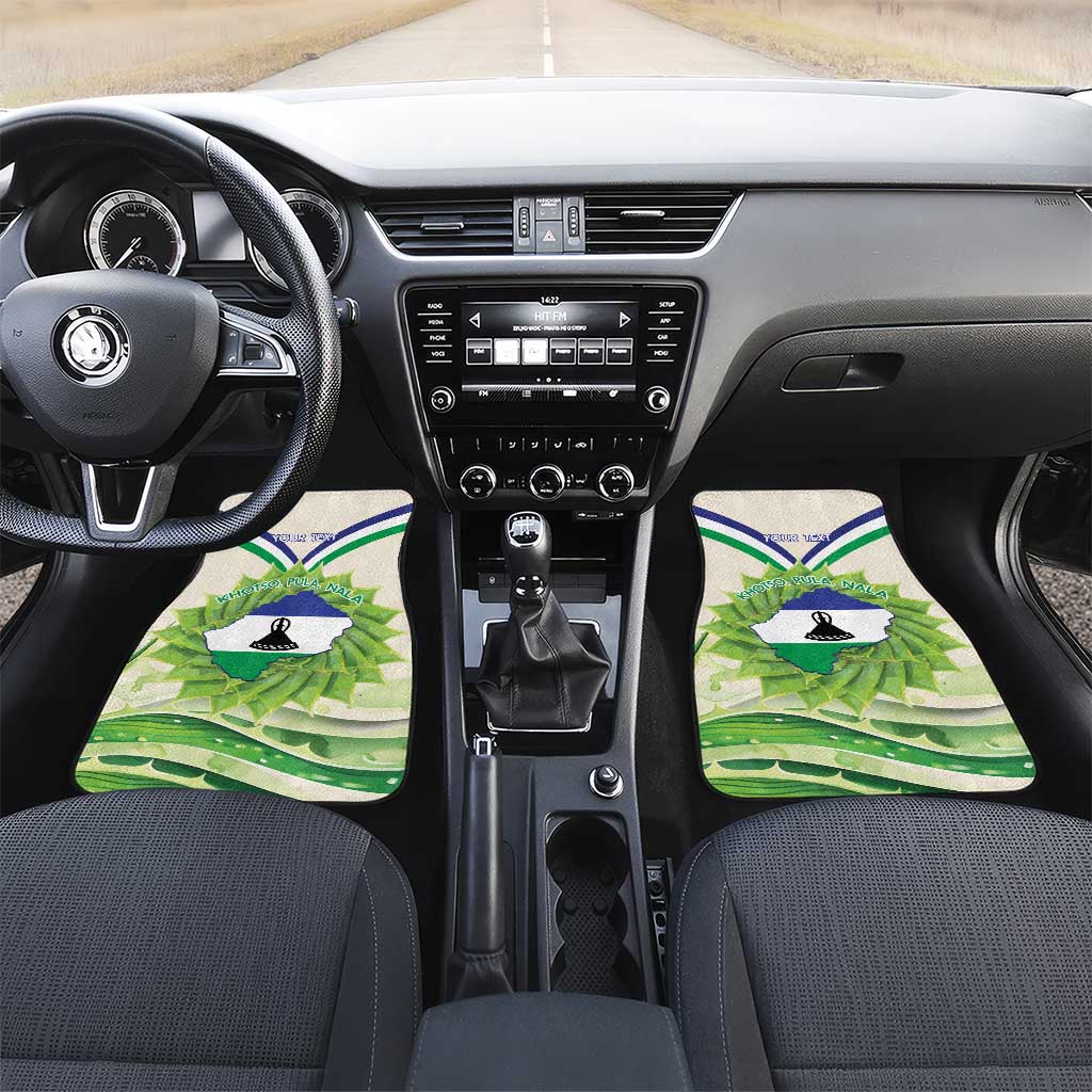 Personalised Lesotho Independence Day Car Mats Aloe Polyphylla Mix Coat Of Arms - Wonder Print Shop