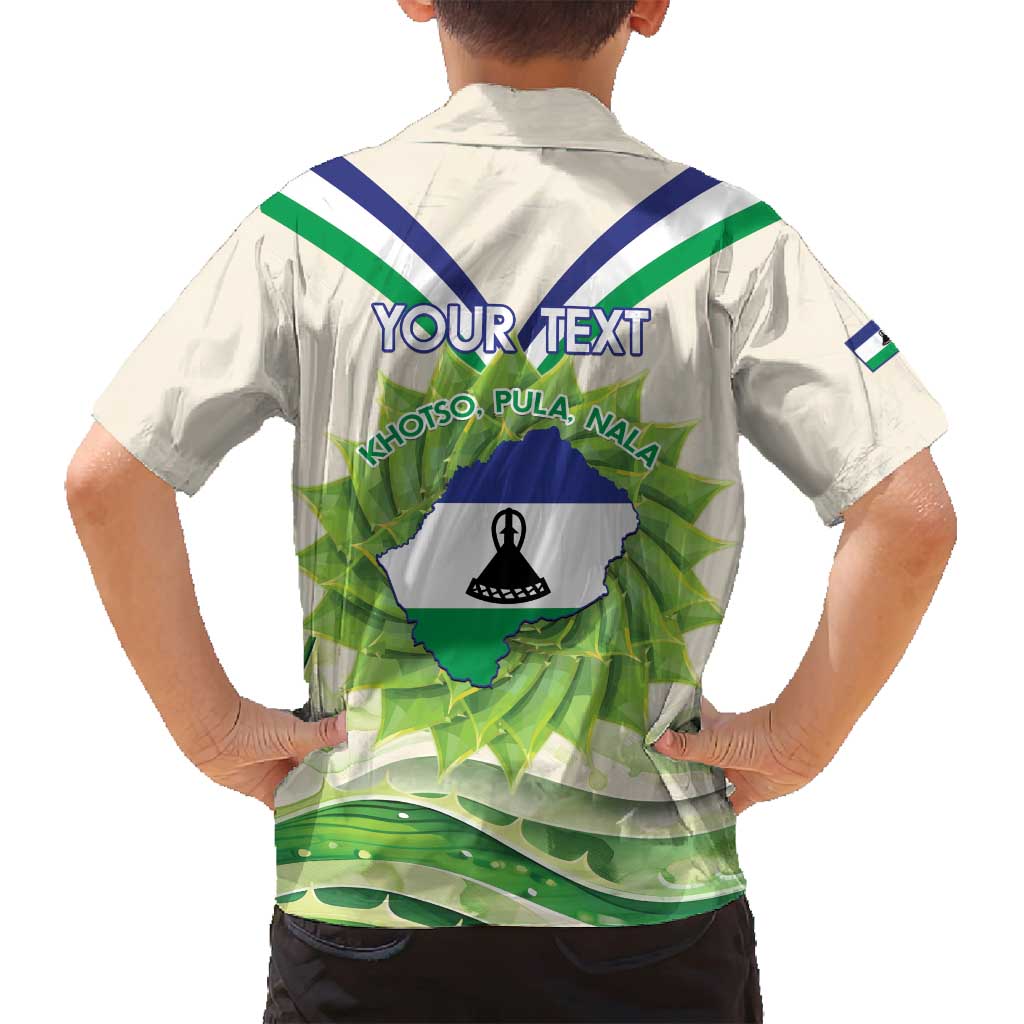 Personalised Lesotho Independence Day Family Matching Long Sleeve Bodycon Dress and Hawaiian Shirt Aloe Polyphylla Mix Coat Of Arms - Wonder Print Shop