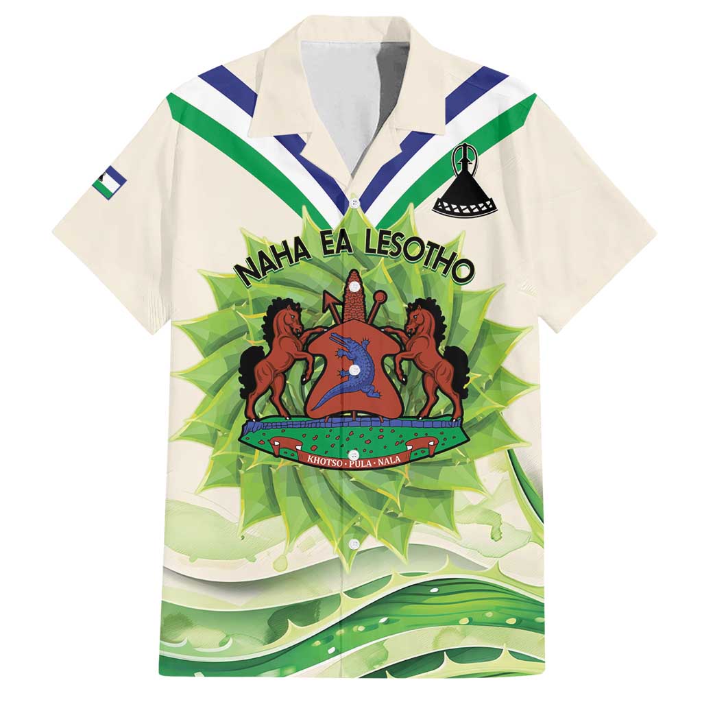 Personalised Lesotho Independence Day Family Matching Long Sleeve Bodycon Dress and Hawaiian Shirt Aloe Polyphylla Mix Coat Of Arms - Wonder Print Shop