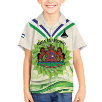 Personalised Lesotho Independence Day Family Matching Off Shoulder Maxi Dress and Hawaiian Shirt Aloe Polyphylla Mix Coat Of Arms - Wonder Print Shop