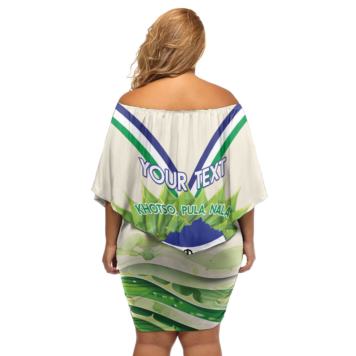 Personalised Lesotho Independence Day Family Matching Off Shoulder Short Dress and Hawaiian Shirt Aloe Polyphylla Mix Coat Of Arms - Wonder Print Shop