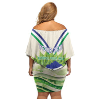 Personalised Lesotho Independence Day Family Matching Off Shoulder Short Dress and Hawaiian Shirt Aloe Polyphylla Mix Coat Of Arms - Wonder Print Shop