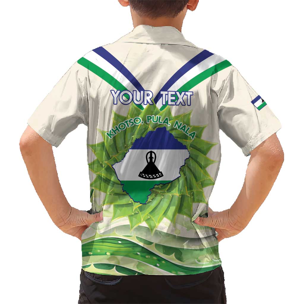 Personalised Lesotho Independence Day Family Matching Short Sleeve Bodycon Dress and Hawaiian Shirt Aloe Polyphylla Mix Coat Of Arms - Wonder Print Shop