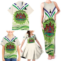 Personalised Lesotho Independence Day Family Matching Tank Maxi Dress and Hawaiian Shirt Aloe Polyphylla Mix Coat Of Arms - Wonder Print Shop