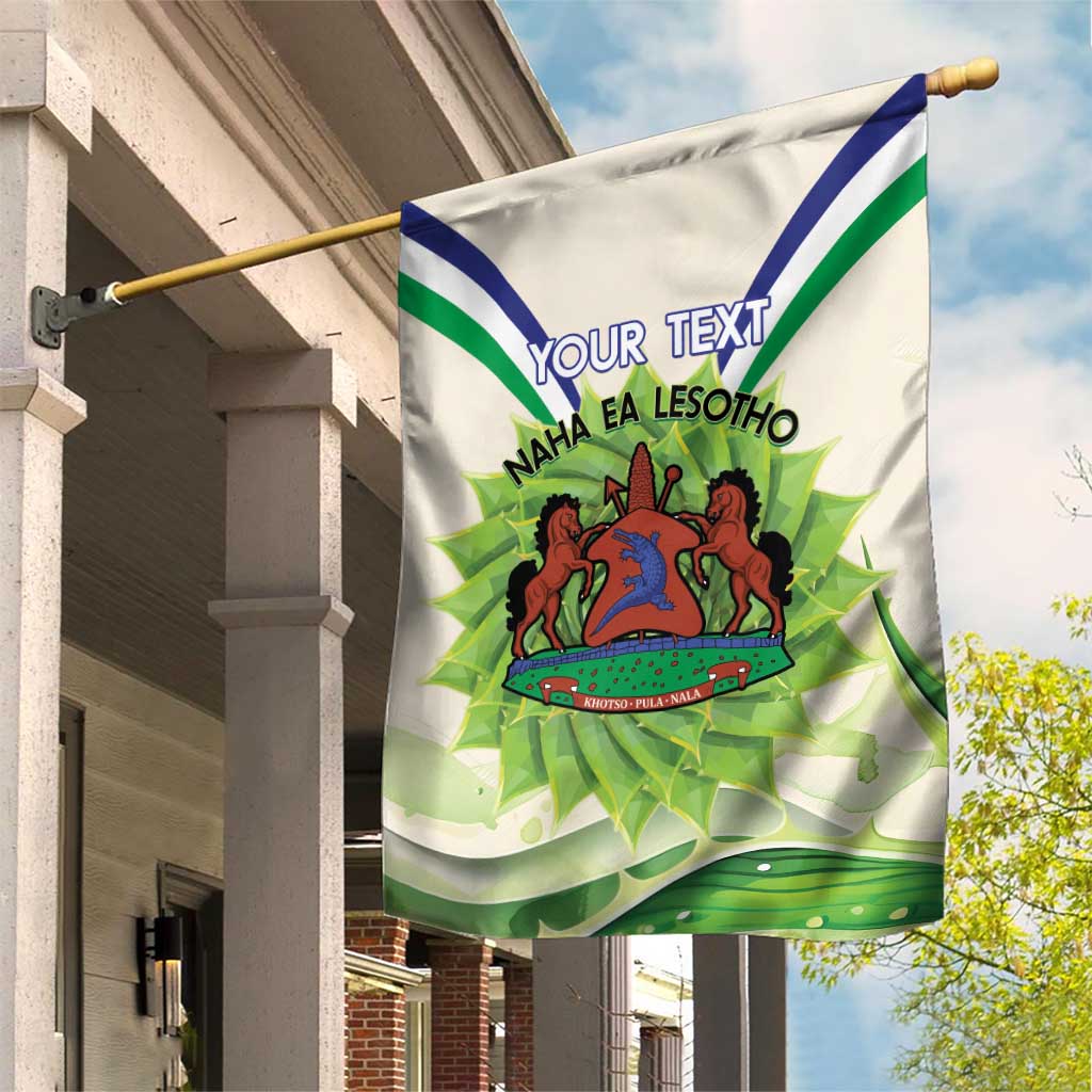 Personalised Lesotho Independence Day Garden Flag Aloe Polyphylla Mix Coat Of Arms - Wonder Print Shop