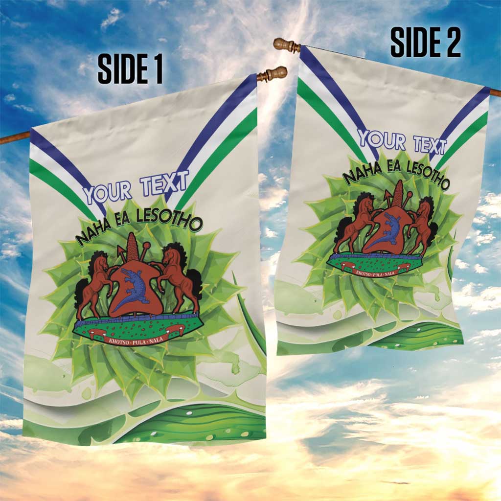 Personalised Lesotho Independence Day Garden Flag Aloe Polyphylla Mix Coat Of Arms - Wonder Print Shop
