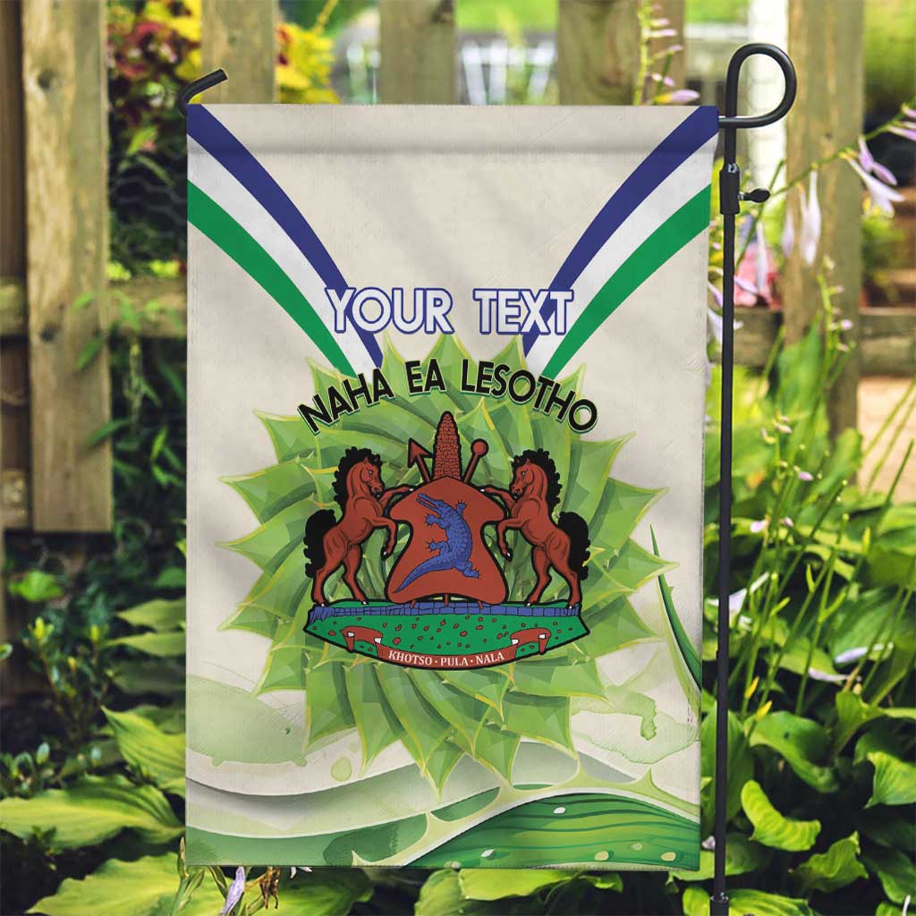 Personalised Lesotho Independence Day Garden Flag Aloe Polyphylla Mix Coat Of Arms - Wonder Print Shop
