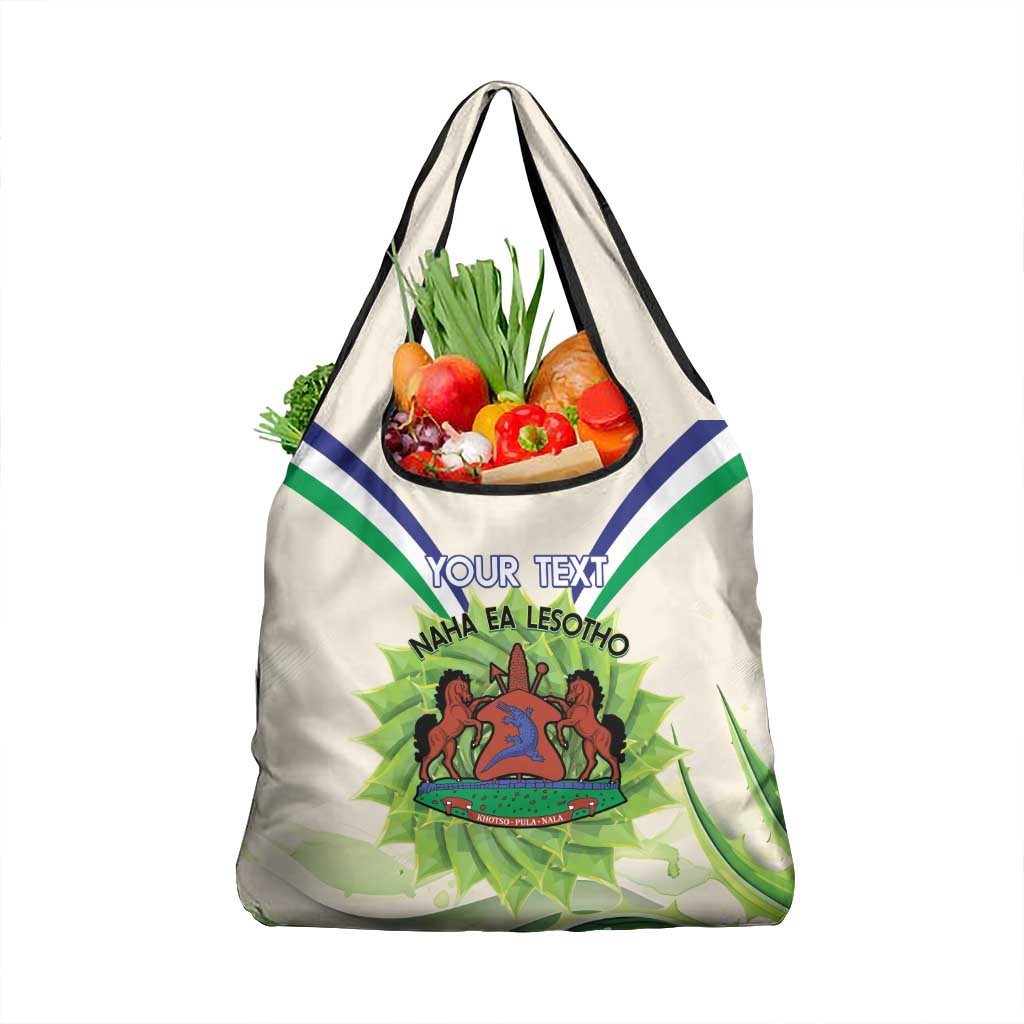 Personalised Lesotho Independence Day Grocery Bag Aloe Polyphylla Mix Coat Of Arms