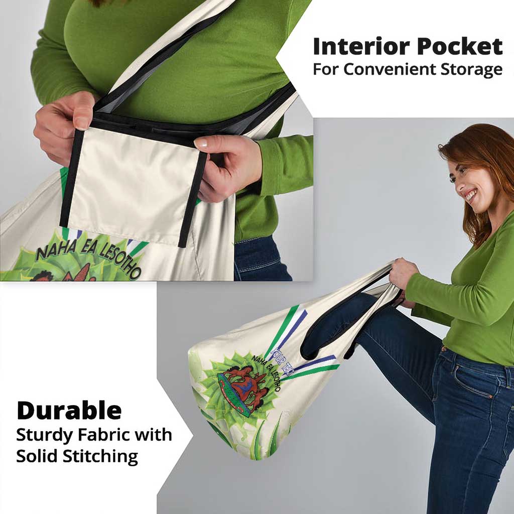 Personalised Lesotho Independence Day Grocery Bag Aloe Polyphylla Mix Coat Of Arms