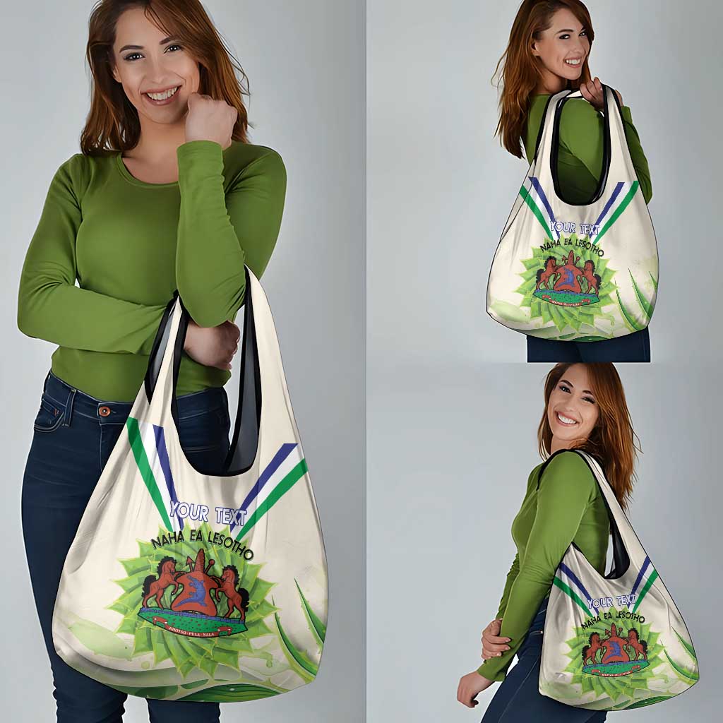 Personalised Lesotho Independence Day Grocery Bag Aloe Polyphylla Mix Coat Of Arms