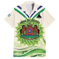 Personalised Lesotho Independence Day Hawaiian Shirt Aloe Polyphylla Mix Coat Of Arms - Wonder Print Shop
